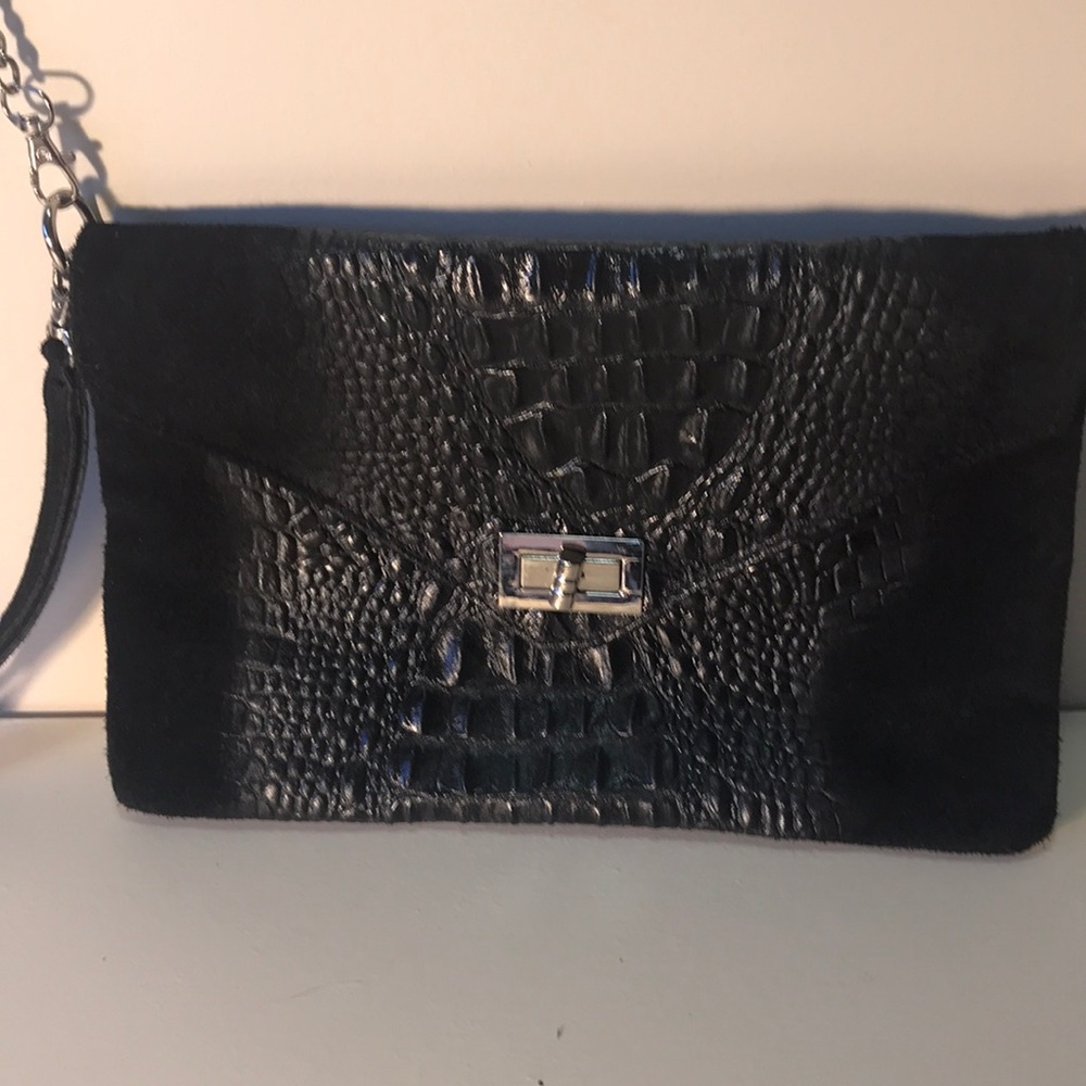 Borse in Pelle Black Leather Embossed shoulder bag